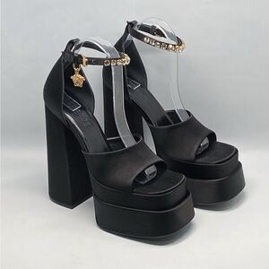 Versace Medusa Crystal Ankle-Strap Platform Sandals size 37.5